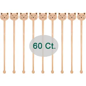 Wooden Stirrers Coffee Stir Sticks for Daily /Office Breakroom 6.9 inches-60 Counts (6.9", )