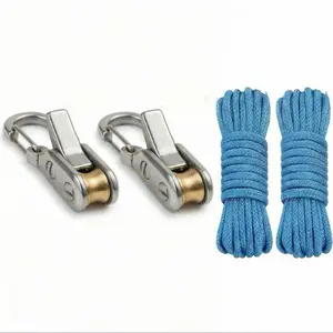 Adjustable Rope Tie-Downs Set (6 Pieces), Alloy Quick Release Clips, Windproof Straps for Camping Tent, Waterproof Fabric, Hammock Setup