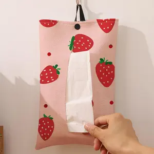 Strawberry Pattern Toilet Paper Bag, 1 Count Creative Toilet Paper Storage Bag, Lovely Toilet Paper Bag, Home Decoration, Bathroom Accessories