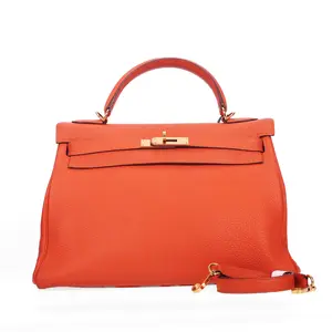 Pre-owned HERMÈS Togo Calfskin Leather Shoulder Bags Kelly Orange 32 79788689 c