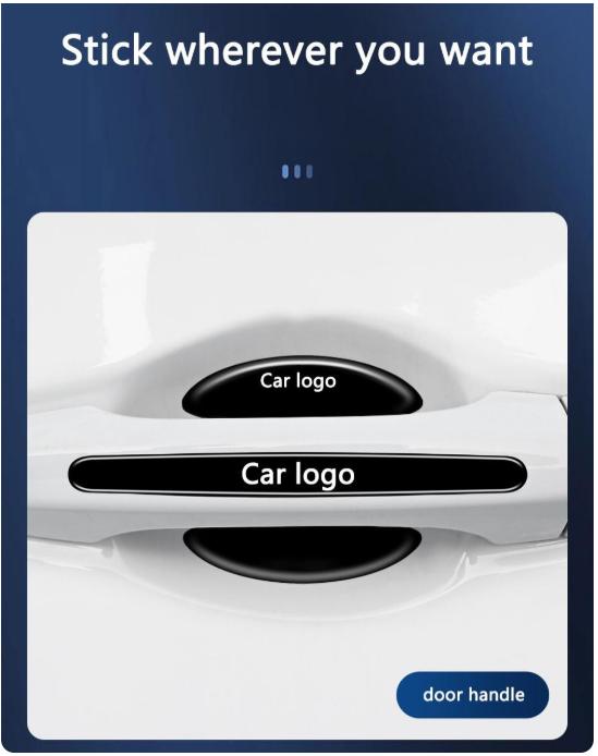 8-piece set for Chevrolet car door handle bowls—bumper protection stickers, scratch-resistant; automotive accessories/decals; universal vehicle/truck door handle bowl protective stickers; bumper and scratch protection strip decals/stickers.