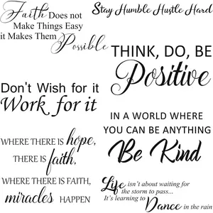 5 Sheets Inspirational Quotes Wall Decals Peel and Stick Vinyl Quotes Stickers Motivational Positive Wall Sayings Stickers for Living Room Bathroom Xmas Bedroom Office Family Decor