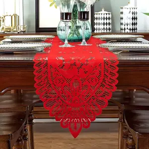 Christmas Red Christmas Runner for Table Lace Lace Laces Runner Dresser Scarf Rectangular Laces Doilies for Christmas Wedding Home Dining Table