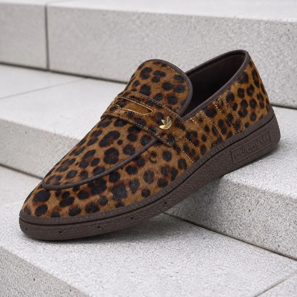 Adidas Handball Spezial Loafer Leopard Print Dark Brown KJ2526 Women's Fashion Sneaker New