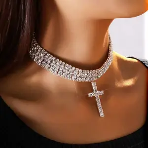 Luxurious Full Diamond Cross Necklace, DDXL0004 Personalized Fashion Accessory