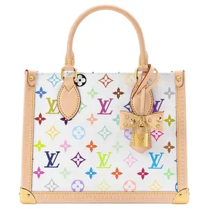 Louis Vuitton x Takashi Murakami OnTheGo Tote Bag for Women, Multicolor Monogram Coated Canvas, White