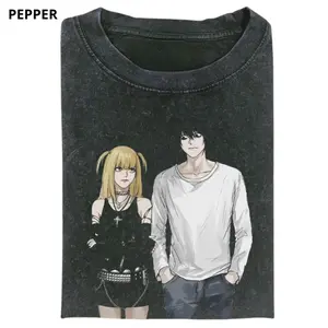 Death Note Misa Amane and L Shirt, Anime Couple Graphic Tee, Gothic Anime Aesthetic Shirt, Vintage Manga T-Shirt