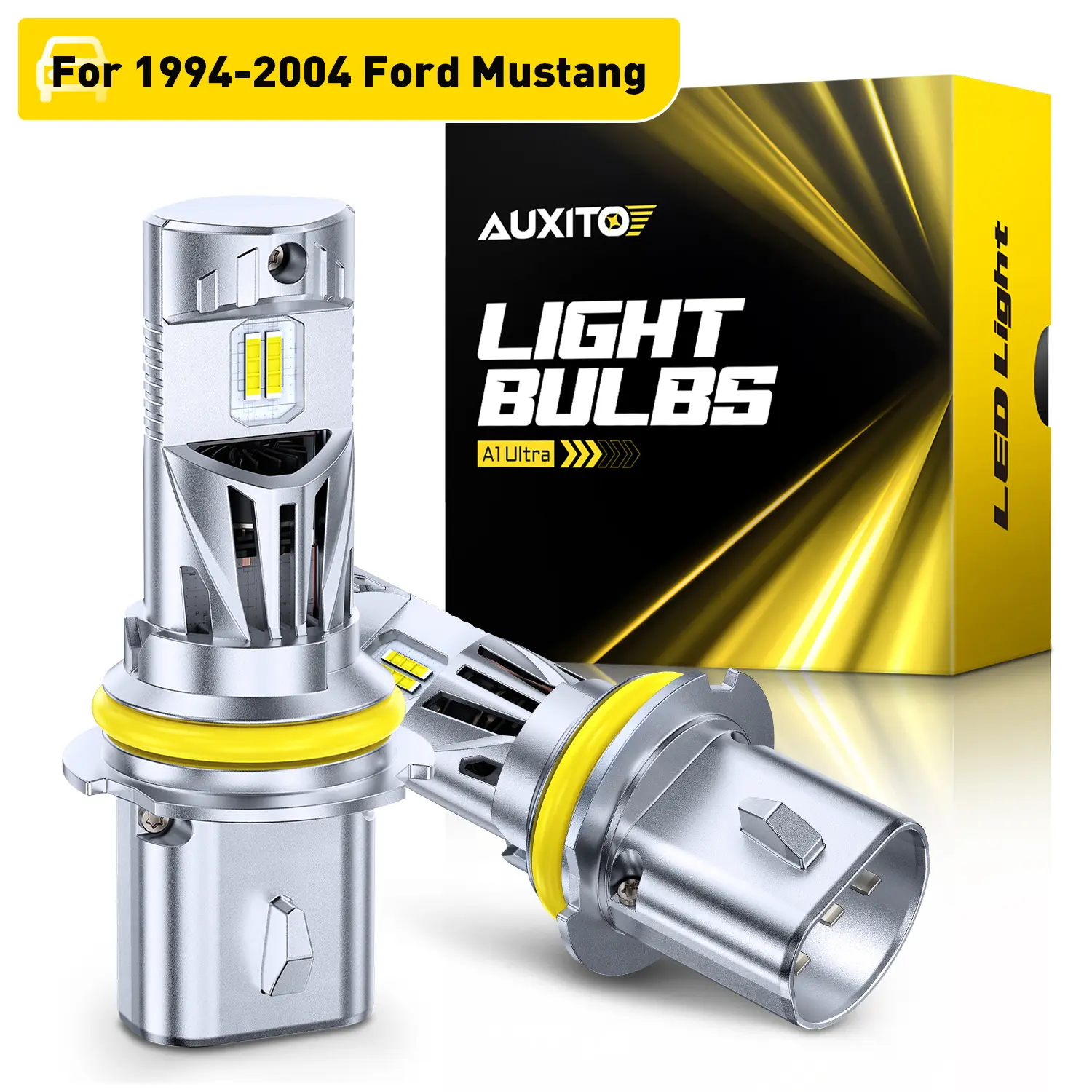 【ULTRA HEADLIGHT】For 1994-2004 Ford Mustang LED Headlight Bulbs-9007 High/Low Beam Bulbs, 58000LM 6500K Cool White 1000% Brighter,70,000Hrs Long Service Life with 20000RPM Cooling Fans,CANBUS Ready,No Flickering,Pack of 2