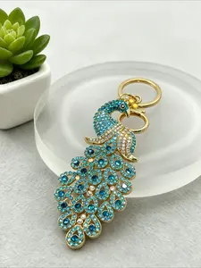 1PC Elegant Key Ring Peacock Rhinestone Pendant Keychain for Women Daily & Party Fashion Accessories