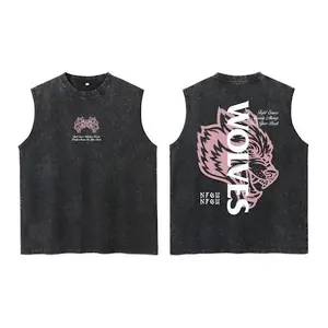 Darc Wolves Sport Vintage Washed Vest Tees Gym Bodybuilding Fitness Sleeveless T Shirts Basketball Workout Darcs Tank Tops