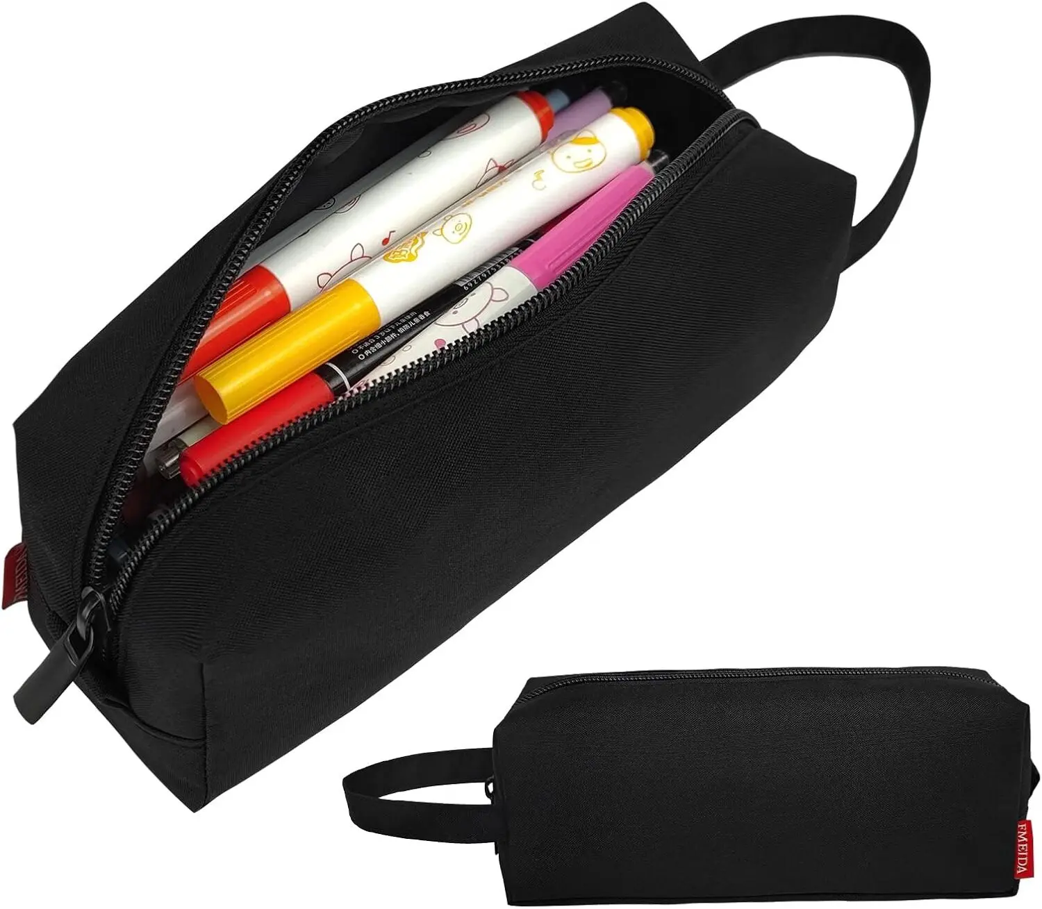 Black Pencil Case Pouch - Compact, Convenient, Solid, Durable Office Stationery for Boys, Back to School Supplies Gift