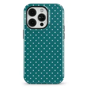 Teal Green Polka Dot Smartphone Case - Stylish, High-Quality Cellphone Accessory, Shockproof Magnetic Shell with Military Grade Rotating Camera, Lens Protector for iPhone 17/16/15/14/13/12/11 Pro/Plus/Pro Max & Samsung Galaxy Series, Handheld Slide Design