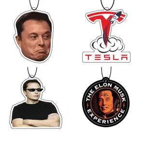 4PCS Tesla/Elon Inspired Car Air Fresheners for Car Hanging Decoration Accessories Car Rearview Mirror Pendant for Fans Gifts (Tesla)