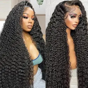 13x4 Deep Wave Lace Front Wigs Human Hair Deep Wave Frontal Wig Human Hair Pre Plucked 180 Density Glueless Virgin Deep Wave Wig for Women