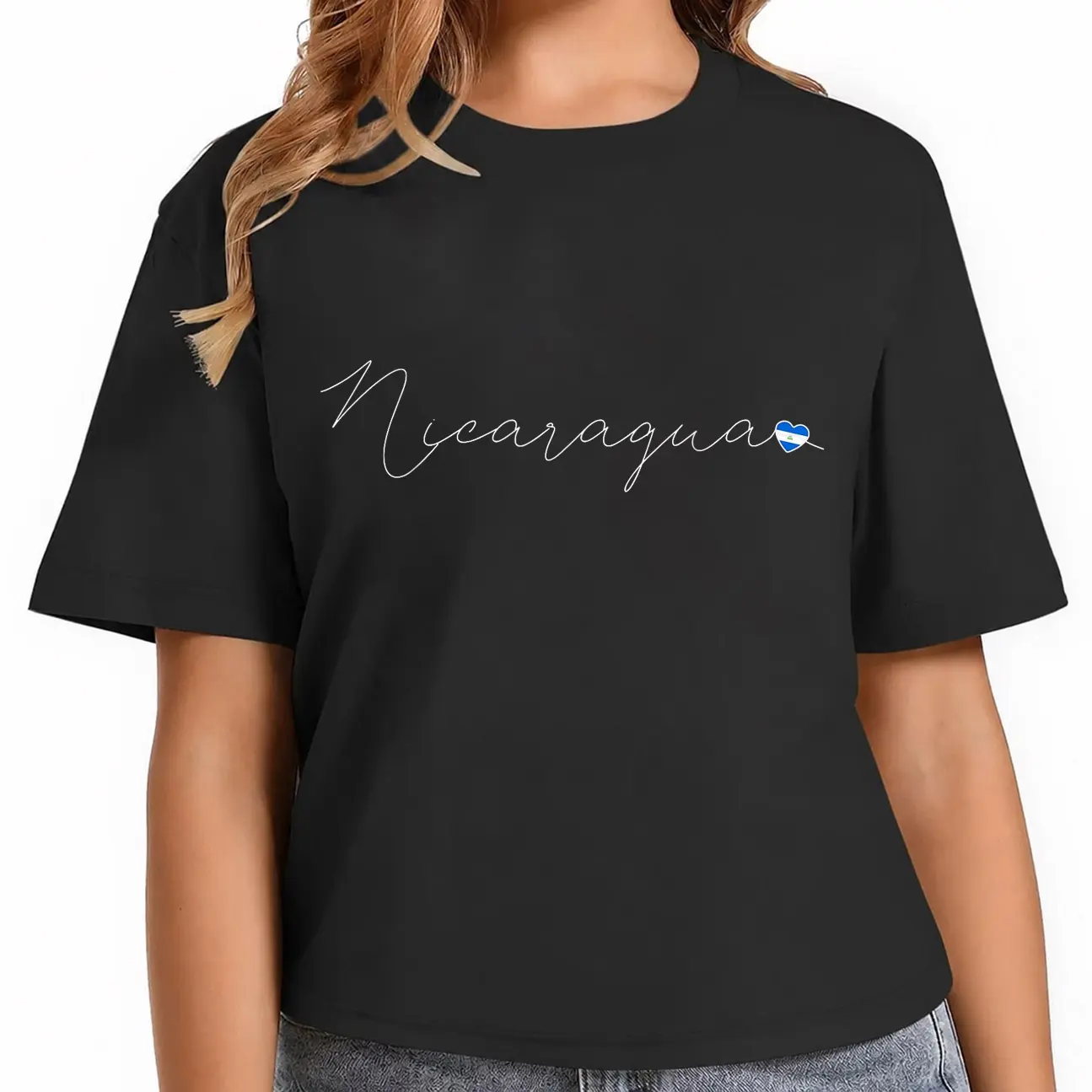 100% Cotton Nicaragua Simple Love Nicaraguan Flag Heart on Nicaragua T-Shirt