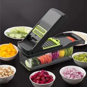 16-In-1 Food Chopper, Including a Vegetable Chopper, Onion Chopper, Vegetable Slicer, Dicer, And More, Equipped with 8 Blades, a Strainer Basket, And Containers for Salad, Potatoes, Carrots, And Garlic, Along with a Drainage Basket
