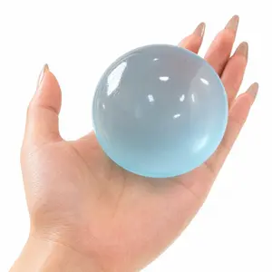 Handmade Coconut Oil Stress Ball, Mint Blue Silicone Squeeze Toy, DIY Sensory Fidget Ball for Anxiety Relief, Adult Kids