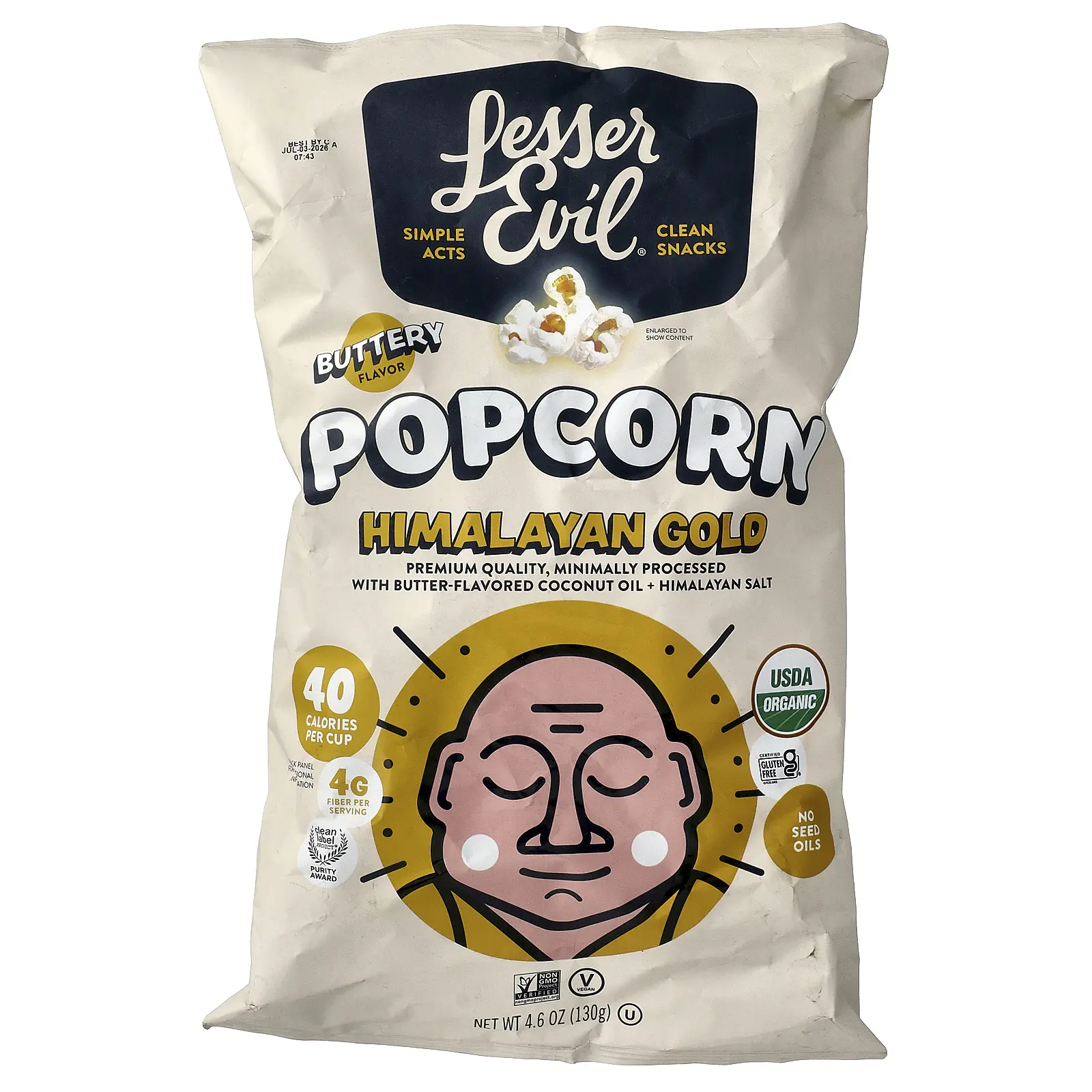 LesserEvil Popcorn, Himalayan Gold, Buttery, 4.6 oz (130 g)