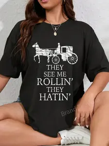 100% Cotton They See Me ROLLIN' - They HATIN' - Funny Amish | Graphic T-Shirt