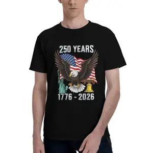202 USA 250th Anniversary 1776-2026 Eagle Patriotic T-Shirt  Patriotic Statue of Liberty T-shirt Breathable summer leisure