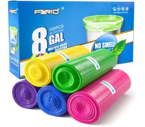 FORID 8 Gallon Trash Bags Multi Colored - Extra Thick Garbage Bags Unscented, Strong Plastic Waste Can Liners for Home Bathroom Office Kitchen,150 Bags 5 Rolls,30 Liters