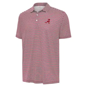 NCAA University of Alabama Antigua Striped Crimson/White Skills Polo