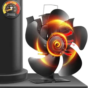 Stove Fan, 5 Blade Silent Heat Distribution Stove Fan, Outdoor Fireplace Accessories, Suitable for Wood/log Burner, Home Accessories