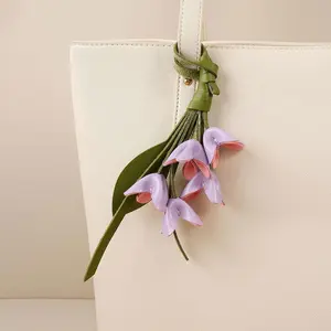 Leather Osmanthus Flower Bag Charm Pendant - High Quality Handmade Leather Craft, Cute Car Keychain & Bag Charm Accessory, Perfect Holiday Gift for Mother's Day, Graduation, Birthday, Easter & Daily Decor.