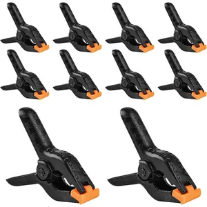 10 count Spring Clamps,  4.5 Inch Plastic Spring Clips Heavy duty Backdrop Clips for Balloon Arch Photography Woodworking Crafts Tarp Clips Black