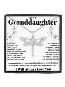 Granddaughter's Stainless Steel Dragonfly Necklace, Daughter Birthday Gift, Christmas Present, Bohemian Style, Includes Box and Card, Pendant Necklace