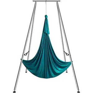 【fathersdaygift】VEVOR Aerial Yoga Frame & Yoga Hammock, 9.67 ft Height Professional Yoga Swing Stand Comes with 6.6 Yards Aerial Hammock, Max 551.15 lbs Load Capacity Yoga Rig for Indoor Outdoor Aerial Yoga, Green