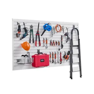 【DealsForYouDays】VEVOR PVC Slat Wall Paneling, 8x4 ft (32ft Coverage), Easy-Install Flexible Storage Panel with Coupling Structure & DIY Cutting, White Garage Slatwall with Accessories for Home Workshop & Stores
