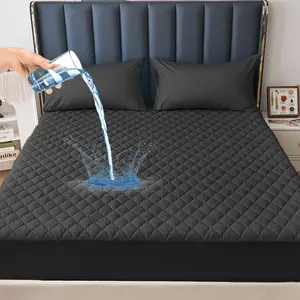 1pc Warterproof Fitted Sheet, Bedding, Waterproof Mattress Protector, Christmas Decoration, Skin-Friendly Mattress Cover, Bedroom Decor, Breathable Quilted Mattress Cover for 8-15" Mattress, Room Decor, Noiseless Bed Mattress Cover for Bedroom, Dorm Room