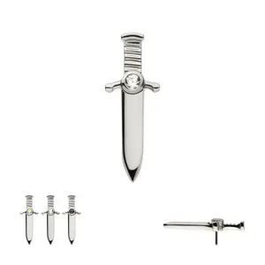 Titanium Threadless with Bezel Set 1mm CZ Dagger Flatback Stud Earring