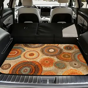 1pc, Car Boot Cargo Mat with Radiant Circular Blooms artwork, universal trunk liner for SUV, sedan, or van, ideal for family outings, pet travel, supplies, and keeping your vehicle tidy | Vehicle Cargo Floor Mat