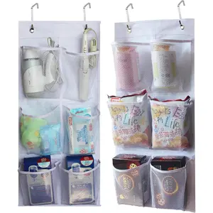 2 Packs Narrow Over the Door/Wall Shoe Organizer, Small Hanging Shoe Rack for Closet with Clear Mesh Pocket for Bathroom, RV, Pantry, Camping (White)