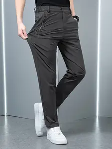 Men's Slim-Fit Casual Comfy Stretch Pants, Trouser, Casual Slim Fitting, Zipper Pockets, Quick-Dry Nylon Spandex Fabric, Ideal for Spring Summer Outdoor Work Travel Hiking