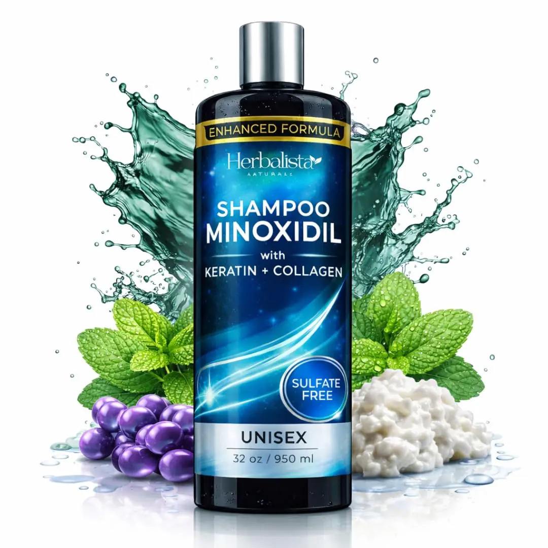 Viral Minoxidil  Biotin + Collagen Shampoo, Sulfate-Free Thickening Hair Cleanser for Fuller-Looking, Stronger Hair, Unisex Daily Scalp Care, 32 oz (950 ml)
