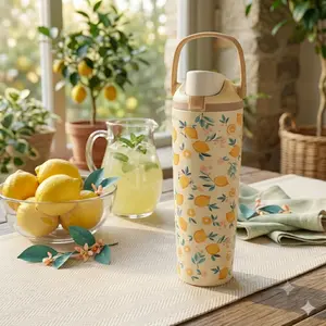 Owala Lemon Floral 30oz Stainless Steel Water Bottle Leakproof Built In Straw Travel Tumbler