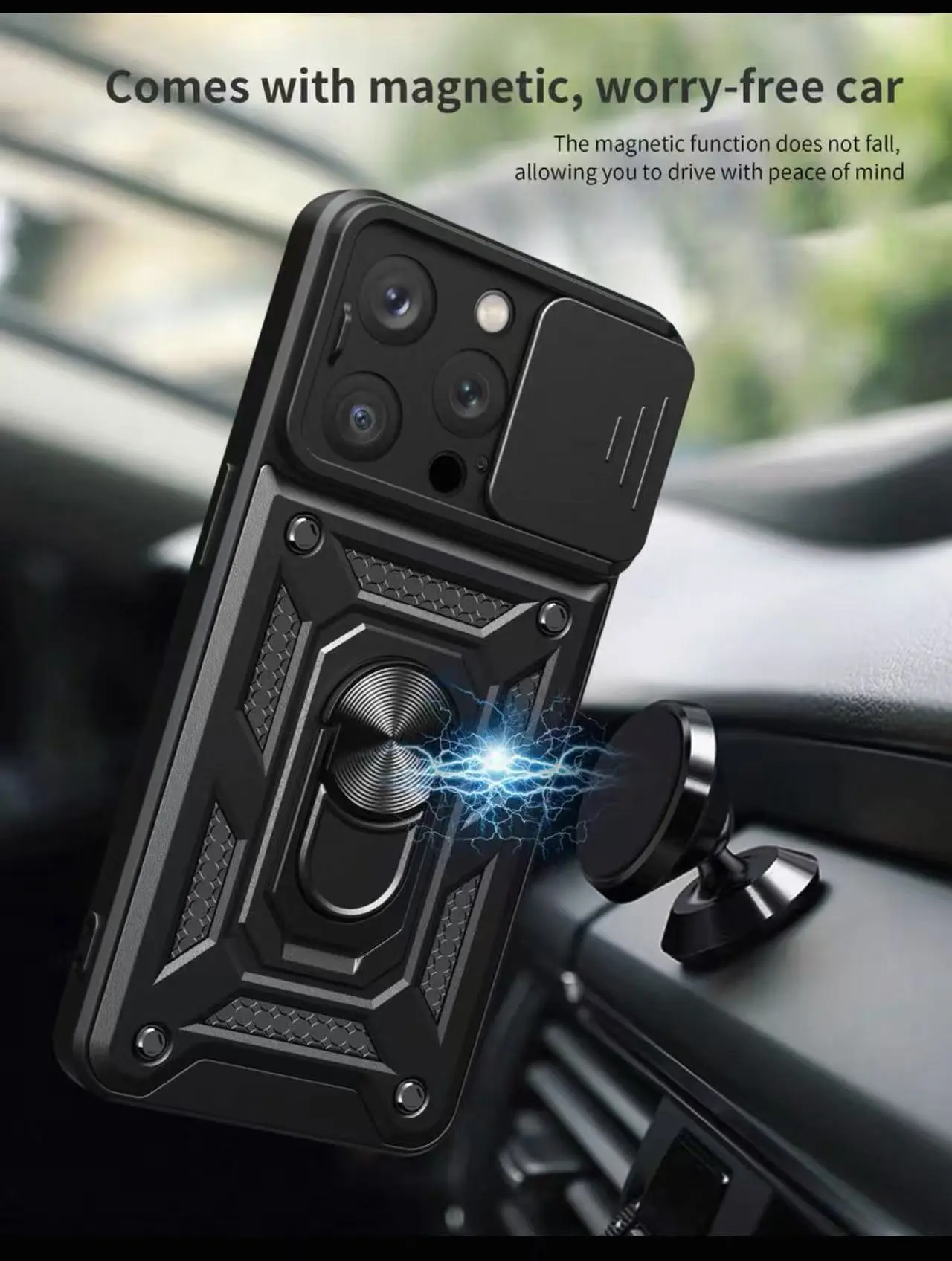 Privacy Slide Phone Case with Kickstand and Shockproof Protection