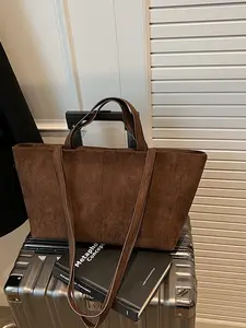 Europe 2024 New Autumn Winter Tone Simple Leather Dual Strap Tote Bag