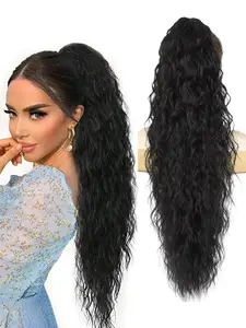 30 Inch Clip-In Long Ponytail Hairpiece, Natural Wave Synthetic Wig, Voluminous for Holidays & Daily Wear, Christmas Decoration, Synthetic Wavy Hair