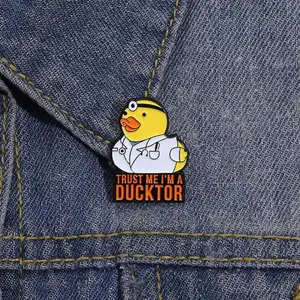 New metal chest decoration cartoon yellow duck doctor shaped DUCKTOR badge brooch suitable for daily outings and parties