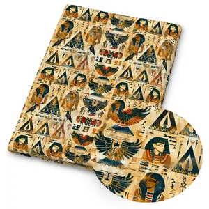 1pc Ancient Egypt Print Fabric - 59 X 19.68 Inches (150 X 50cm) Pre-cut Polyester Fabric with Egyptian Hieroglyph Patterns - Suitable for DIY Sewing, Scrapbooking, Tablecloths and Crafts