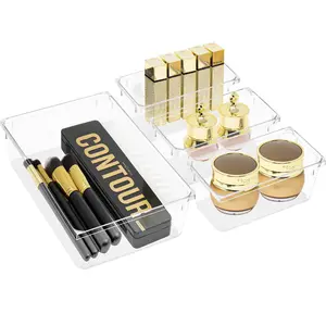 Sorbus Skin Care Organizer, Clear Stackable Containers for Bathroom and Vanity (4-Piece Set) Boxes Cabinet