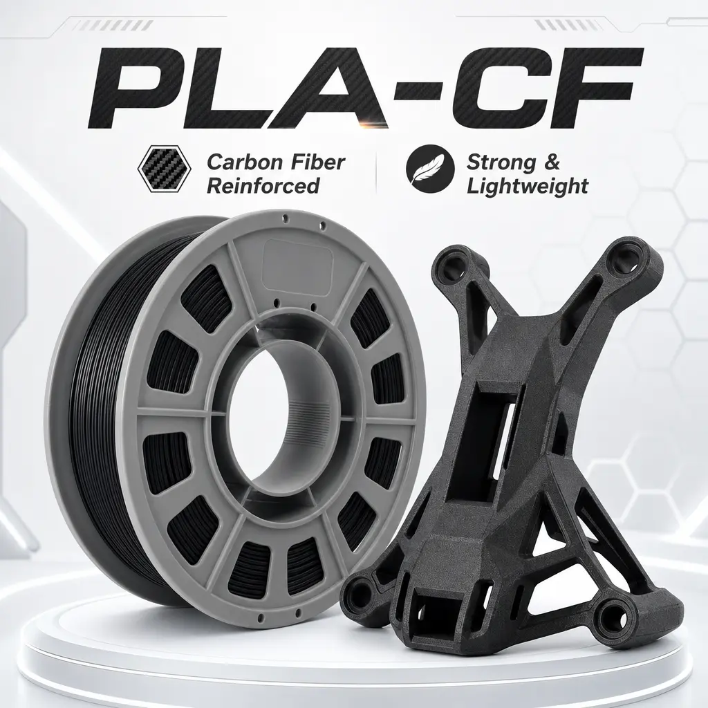 Matte Black PLA-CF Carbon Fiber 3D Printer Filament, 300g Mini Spool 1.75mm - High Stiffness Anti-Bending for 3D Printers