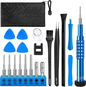 Repair Tool Kit for Nintendo Xbox Switch PS3 PS4 PS5 Controller, 21 in 1 Ph000,PH00,Y1,T6H,T8H,T10H Torx Security Screwdriver with Crowbars,Tweezers, Cleaning Tool bag for Controller and Console