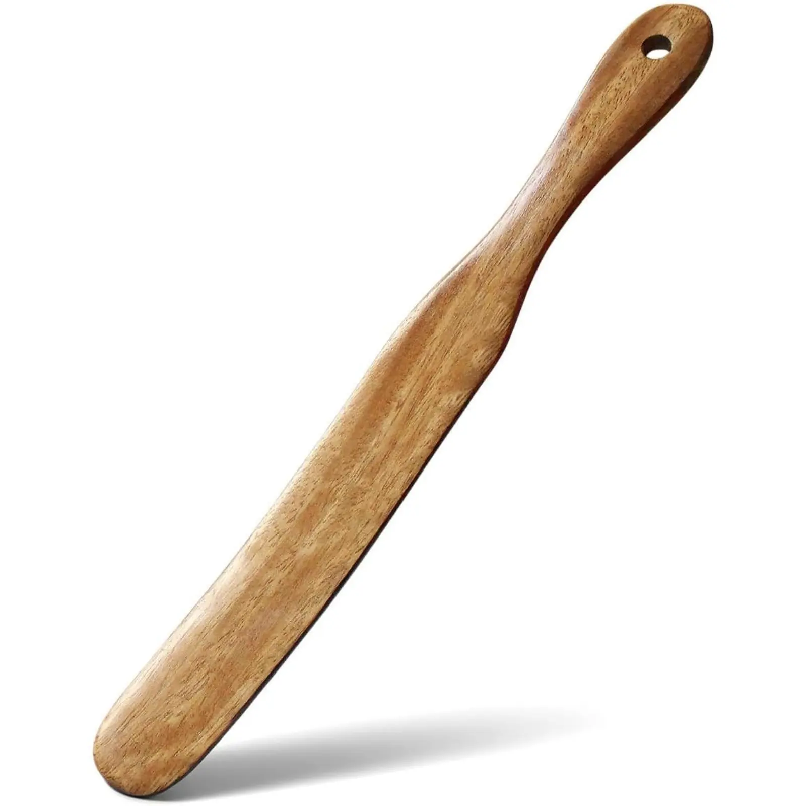 Natural Sturdy Reusable Wooden Spurtle Whisk - Long-Handle Kitchen Utensil, Non-Stick Compatible Spatula for Sourdough Enthusiasts’ Dough Whisking, Jar Bottom Reaching Tool, Skinny