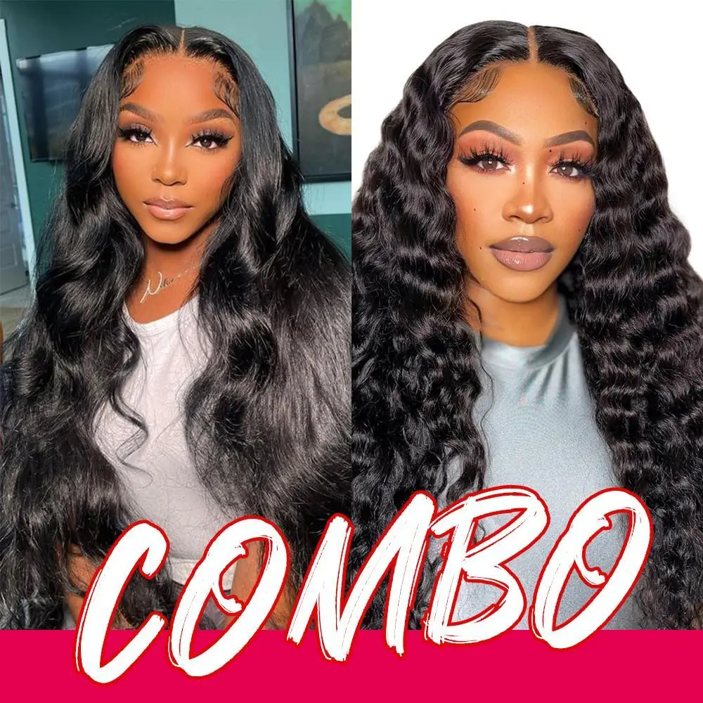 24'' 13x4 Body Wave+24'' 13x4 Deep Wave