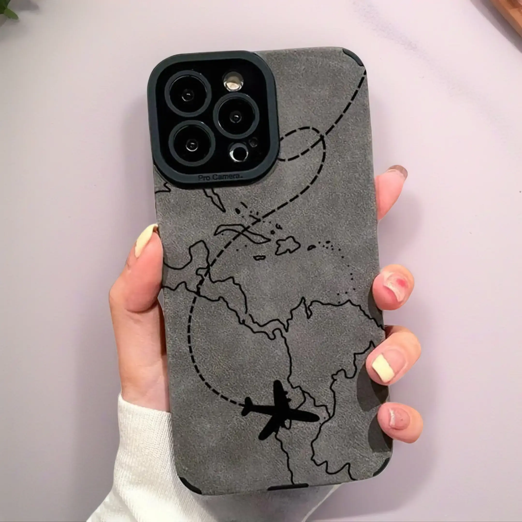 Premium Leather Airplane Route Customized TPU Smartphone Casing - Shockproof Protection Accessory for iPhone 11,12,13 Pro Max,14 Plus,15,16 Pro Max,17